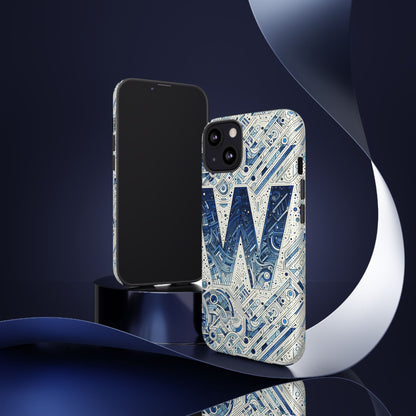 Blue Alphabet W Phone Case for Smartphones - Vibrant 3D Wrap Design with Shock Absorption and UV Protection, Suitable for Fans of Anime, Comics, and Unique Accessories