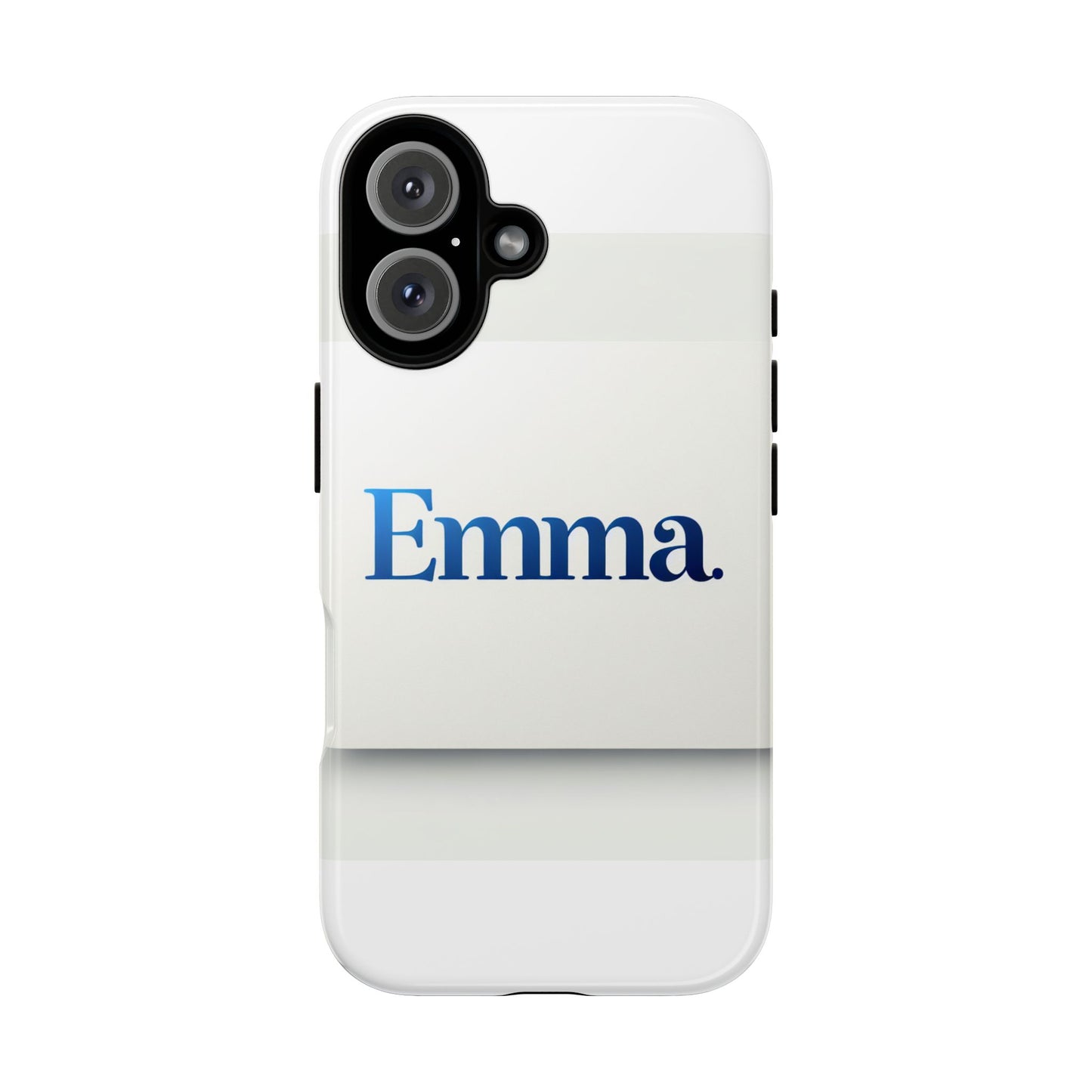 elegant personalised protective phone case in white with blue typography for stylish individuals compatible with iphone 13, 14, 15 & 16 – all models including pro, pro max & plus