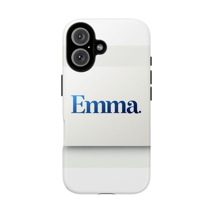 Elegant Personalised Protective Phone Case in White with Blue Typography for Stylish Individuals Compatible with iPhone 13, 14, 15 & 16 – All Models Including Pro, Pro Max & Plus