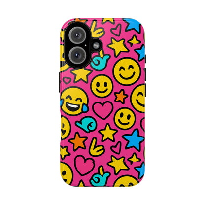 Vibrant Pink Emoji Phone Case with 3D Wrap Design for Stylish Protection Compatible with iPhone 13, 14, 15 & 16 – All Models Including Pro, Pro Max & Plus