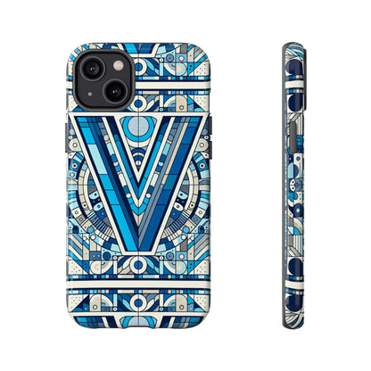 Blue Alphabet Letter V Phone Case for Men Women Kids Durable Shockproof Cartoon Anime Style Gift