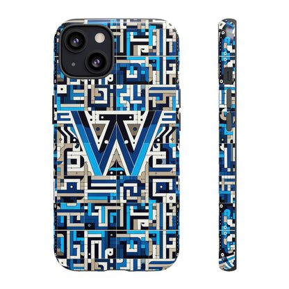 Letter Blue Alphabet W Phone Case for Smartphones Durable Shockproof Protective Cover with 3D Wrap Design for Anime and Comic Style Fans