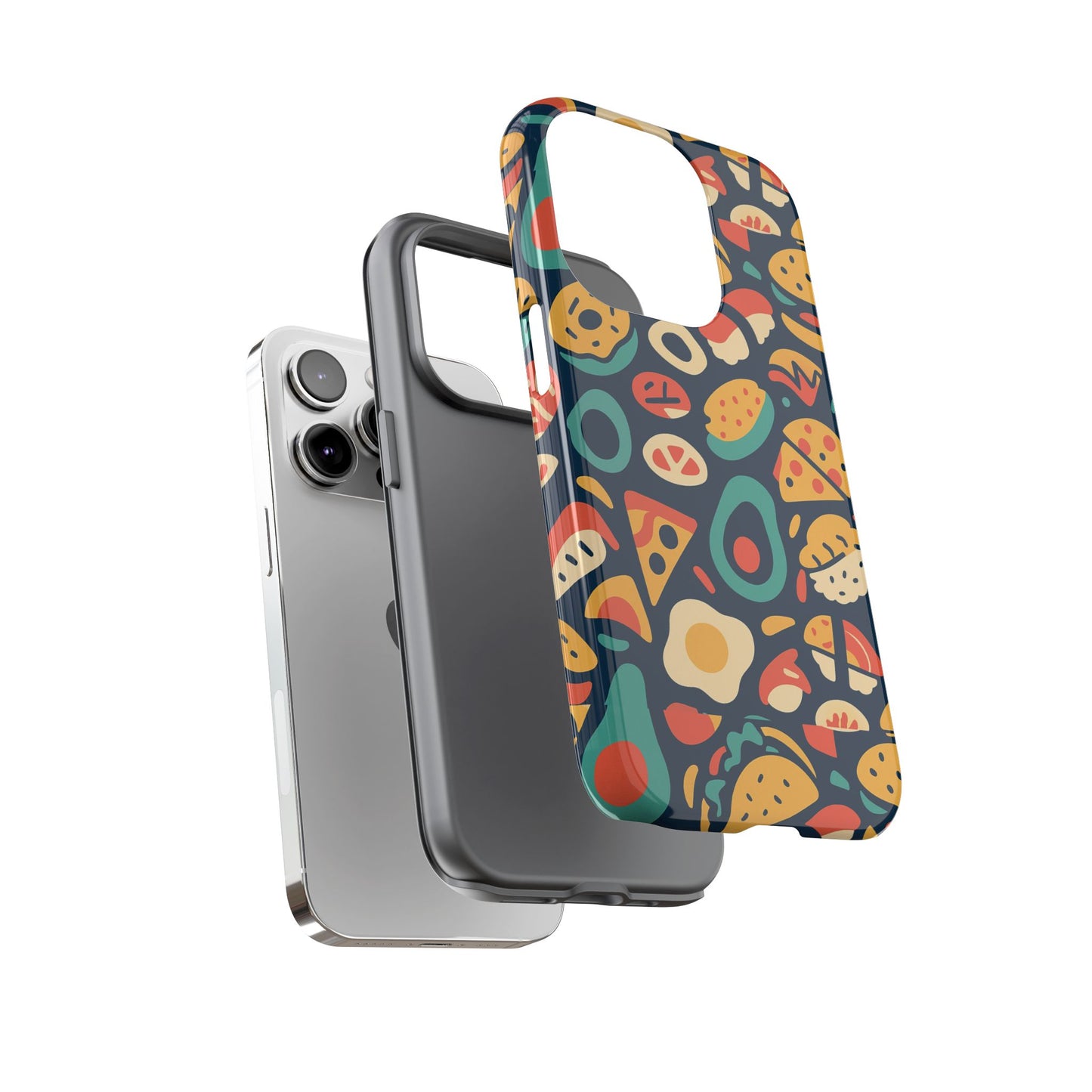 vibrant food-themed protective phone case with 3d design for stylish protection compatible with iphone 13, 14, 15 & 16 – all models including pro, pro max & plus