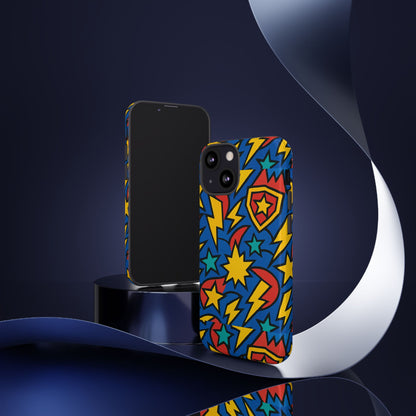 Multicolour Superhero Phone Case with 3D Design for Playful Protection Compatible with iPhone 13, 14, 15 & 16 – all models including Pro, Pro Max & Plus