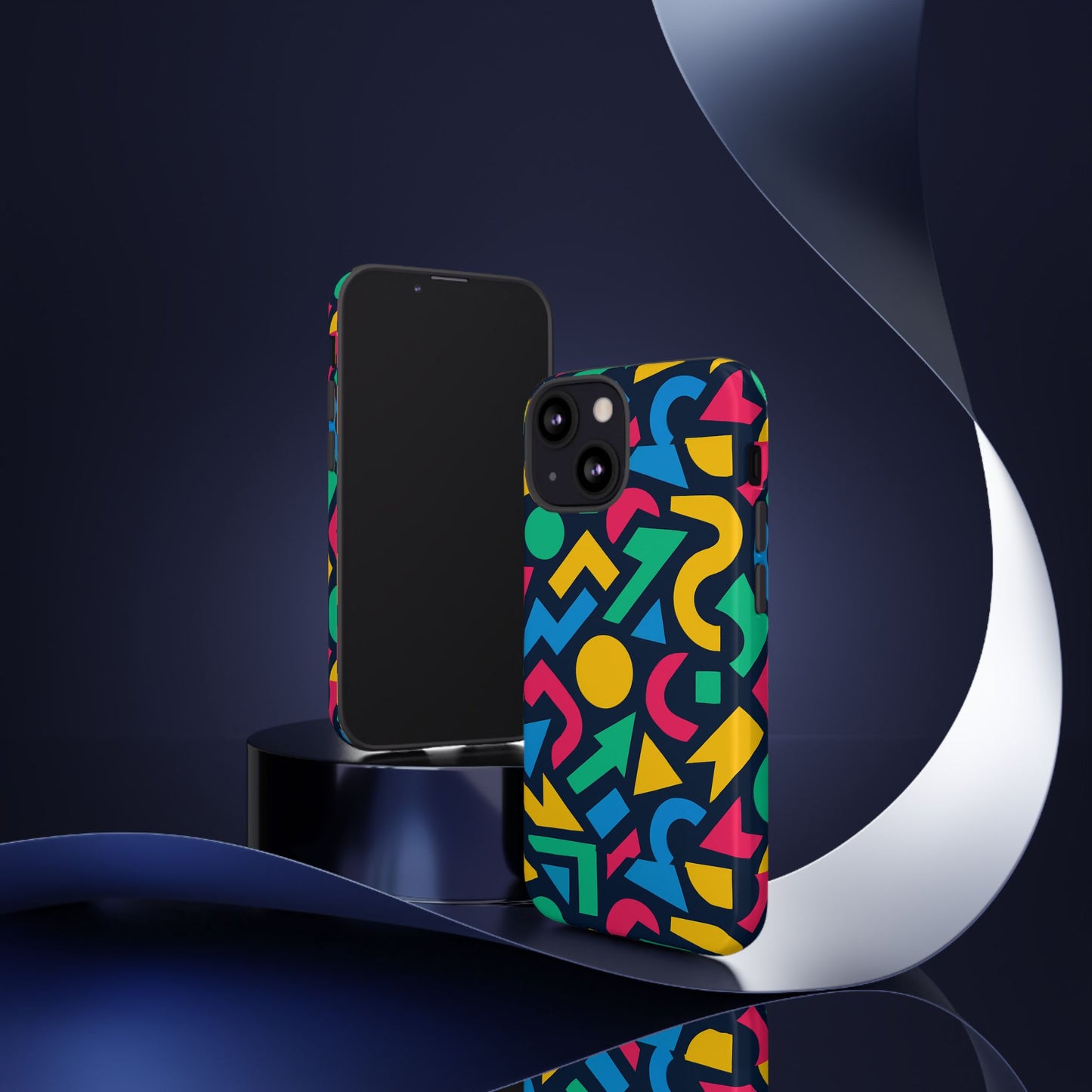 vibrant 3d geometric print phone case for men and women – stylish protection with multicolour design, compatible with iphone 13, 14, 15 & 16 – all models including pro, pro max & plus