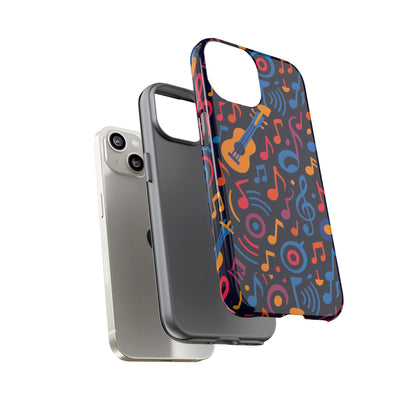 Vibrant 3D Music Design Protective Phone Case for Music Lovers Stylish Accessory Compatible with iPhone 13, 14, 15 & 16 – all models including Pro, Pro Max & Plus