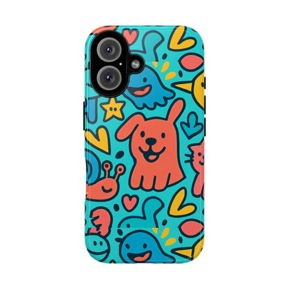 Vibrant Colourful Protective Phone Case with Fun Animal Cartoon Design – Stylish Protection for Kids and Adults Compatible with iPhone 13, 14, 15 & 16 – All Models Including Pro, Pro Max & Plus