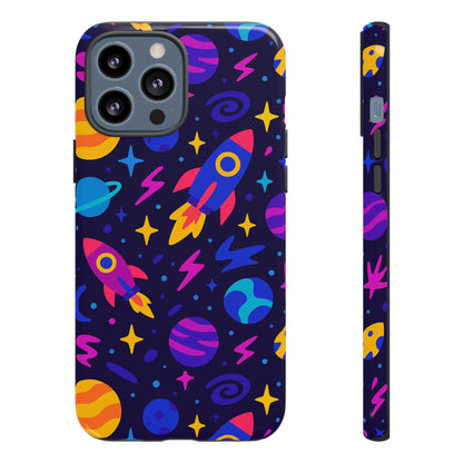Vibrant 3D Wrap Protective Phone Case with Playful Space Theme for Stylish Self-Expression Compatible with iPhone 13, 14, 15 & 16 – all models including Pro, Pro Max & Plus