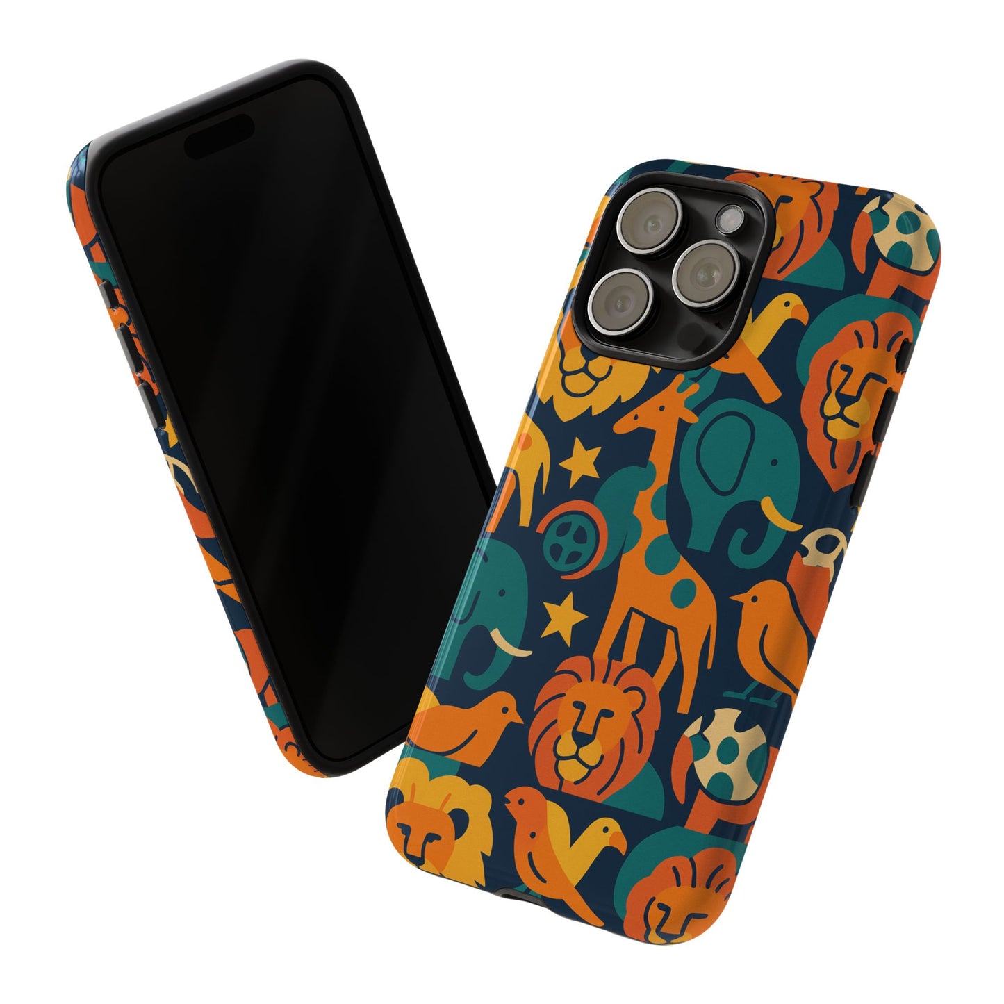 vibrant animal print protective phone case in multicolour – playful design for stylish protection – compatible with iphone 13, 14, 15 & 16 – all models including pro, pro max & plus
