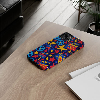 Vibrant Movie Theme Protective Phone Case with 3D Wrap Design – Colourful Stars and Film Reels – Stylish Protection Compatible with iPhone 13, 14, 15 & 16 – All Models Including Pro, Pro Max & Plus