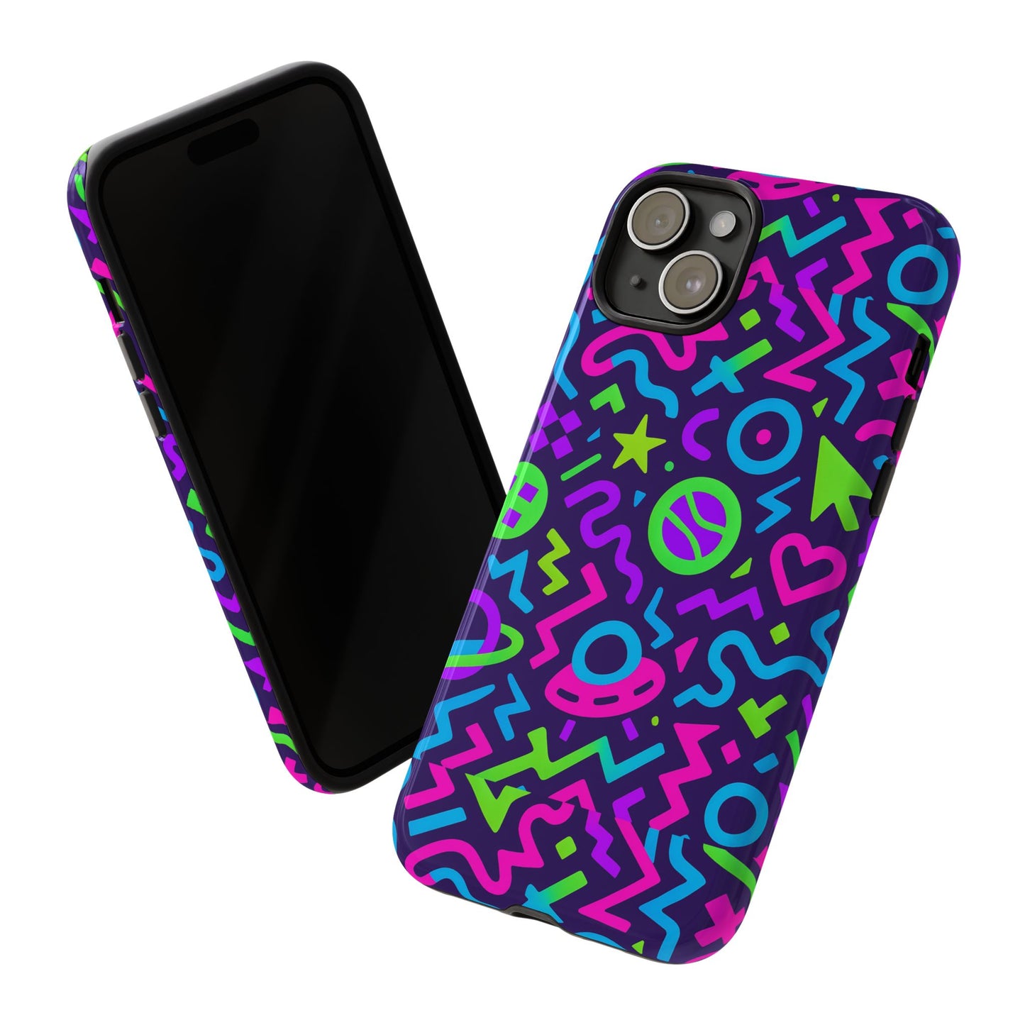vibrant y2k abstract protective phone case with 3d wrap design for bold aesthetic compatible with iphone 13, 14, 15 & 16 – all models including pro, pro max & plus