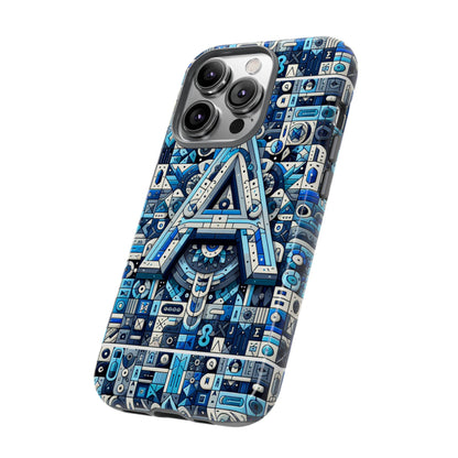 Blue Alphabet Letter A Phone Case for iPhone and Samsung Galaxy Durable Shockproof Cover with 3D Wrap Design Kids and Teenagers Gift