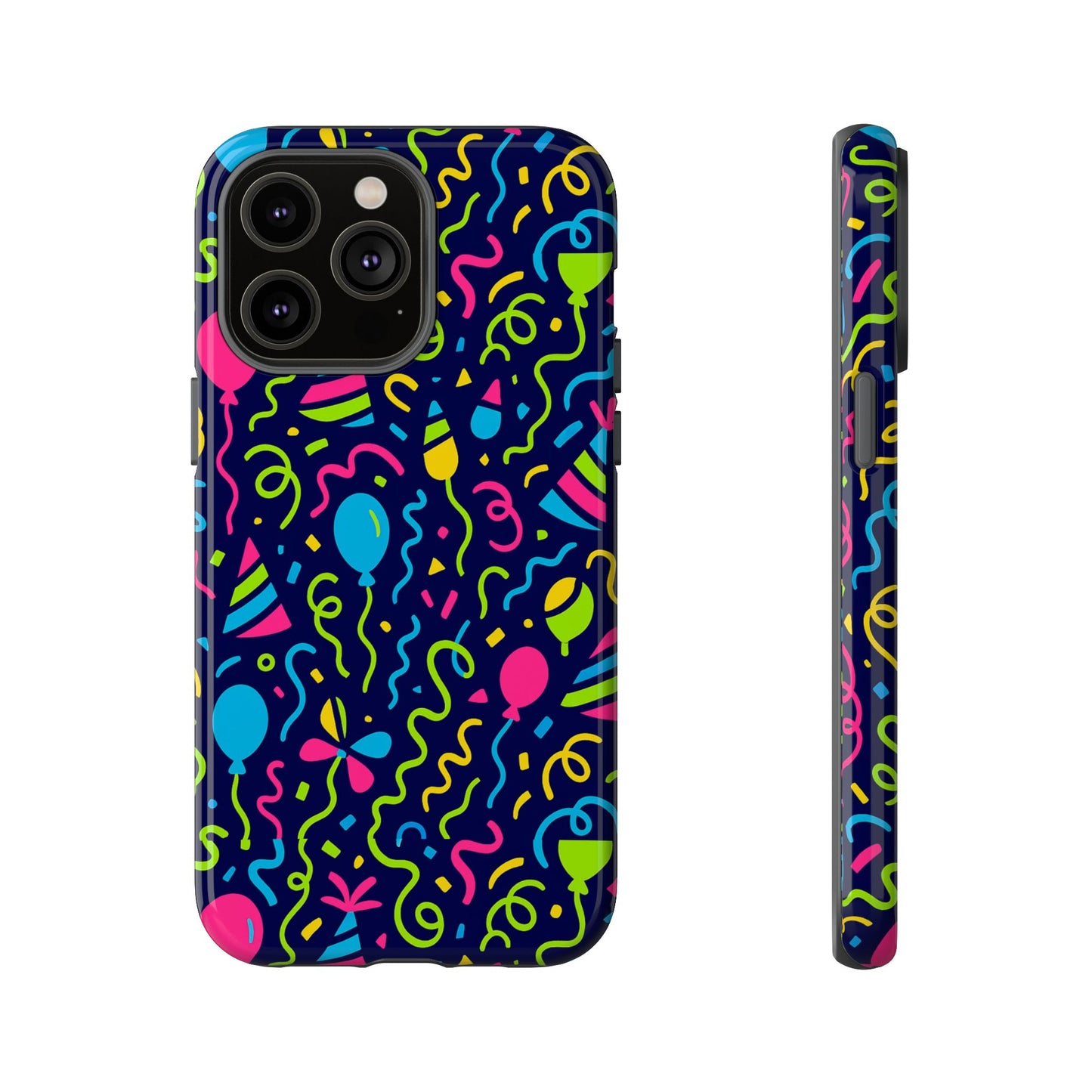 vibrant 3d wrap protective phone case with multicolour party design for playful smartphone accessories compatible with iphone 13, 14, 15 & 16 – all models including pro, pro max & plus