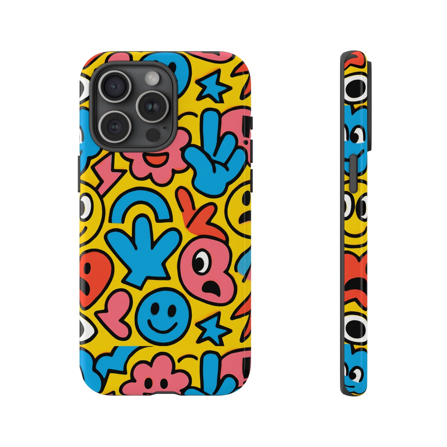 vibrant emoji phone case with fun 3d multicolour design, playful protective cover for kids and teens, compatible with iphone 13, 14, 15 & 16 – all models including pro, pro max & plus