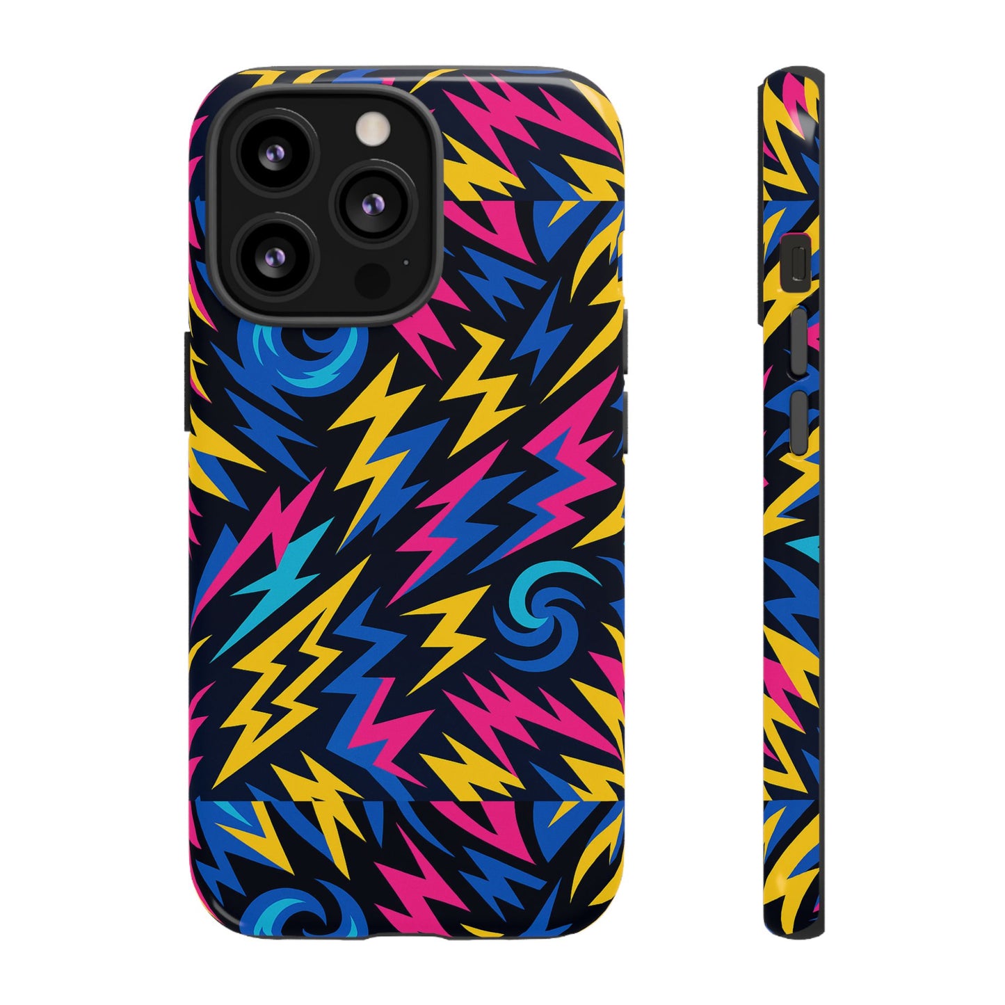 vibrant lightning bolt protective phone case with 3d wrap design for trendy aesthetic accessories compatible with iphone 13, 14, 15 & 16 – all models including pro, pro max & plus
