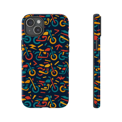 Vibrant Multicolour Motorcycle Design Protective Phone Case for Stylish Protection – Compatible with iPhone 13, 14, 15 & 16 – All Models Including Pro, Pro Max & Plus