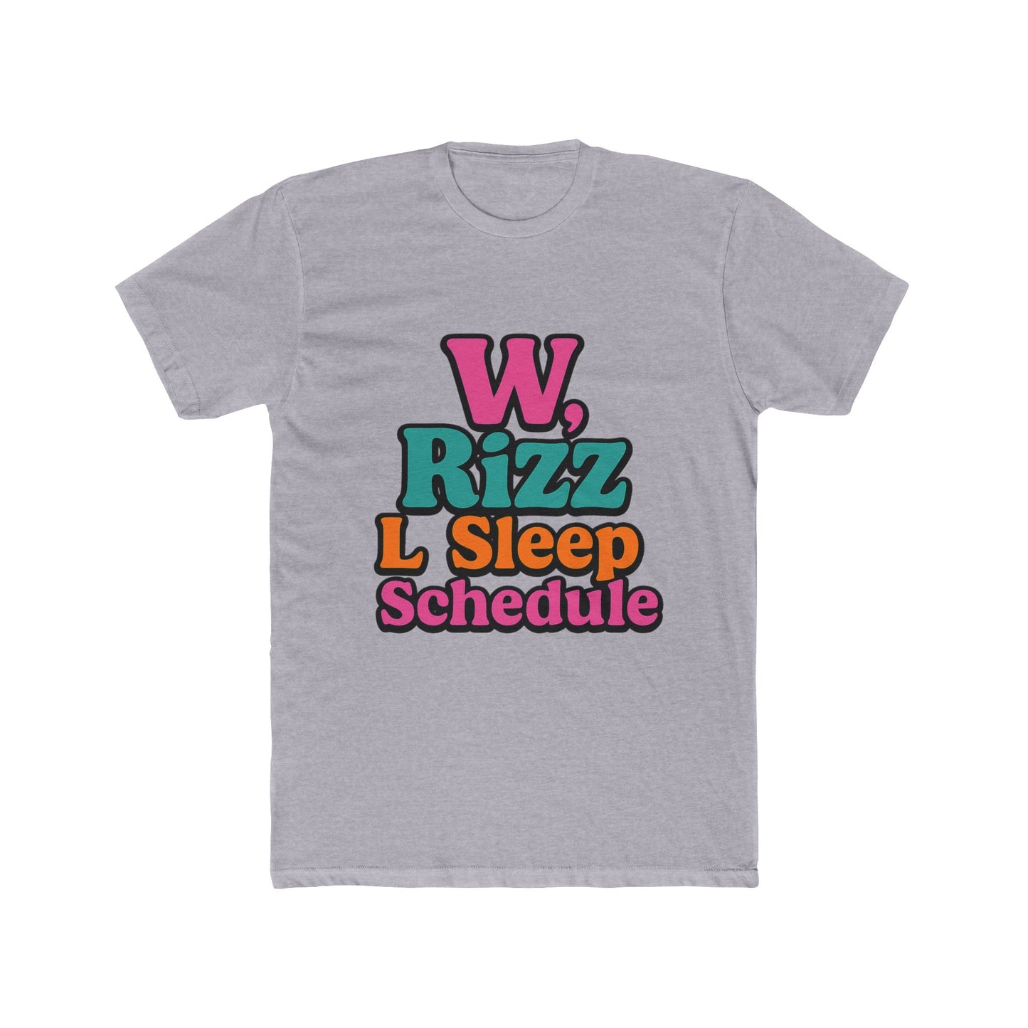 w, rizz, l sleep schedule meme unisex t-shirt - fun multicolor graphic tee for men and women, perfect gift for meme lovers