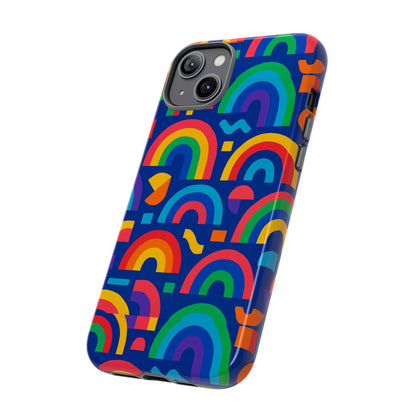 Vibrant Rainbow Geometric 3D Wrap Protective Phone Case for Stylish Accessories Compatible with iPhone 13, 14, 15 & 16 – All Models Including Pro, Pro Max & Plus