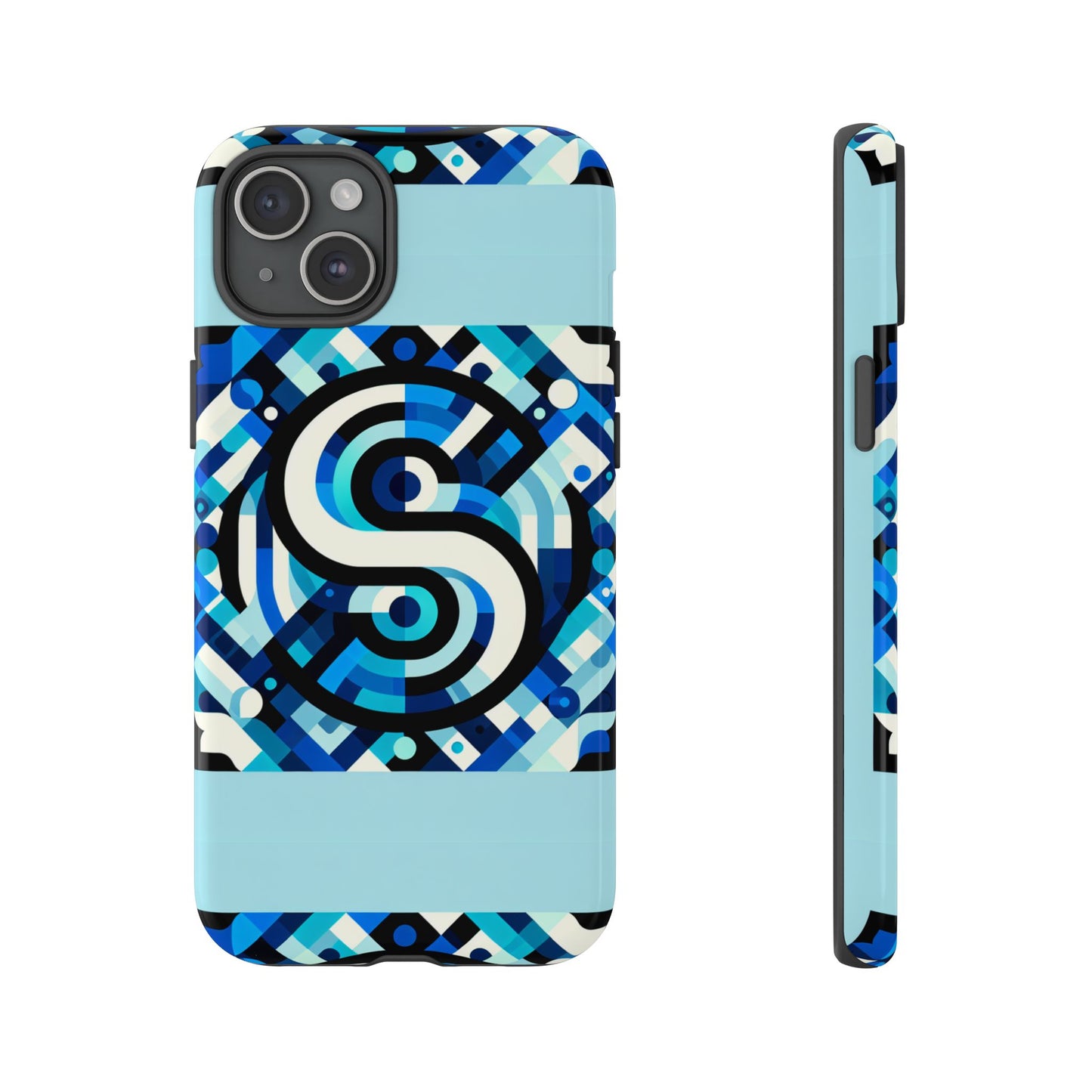 letter blue alphabet s phone case with 3d wrap design for stylish protection and unique retro anime comic style