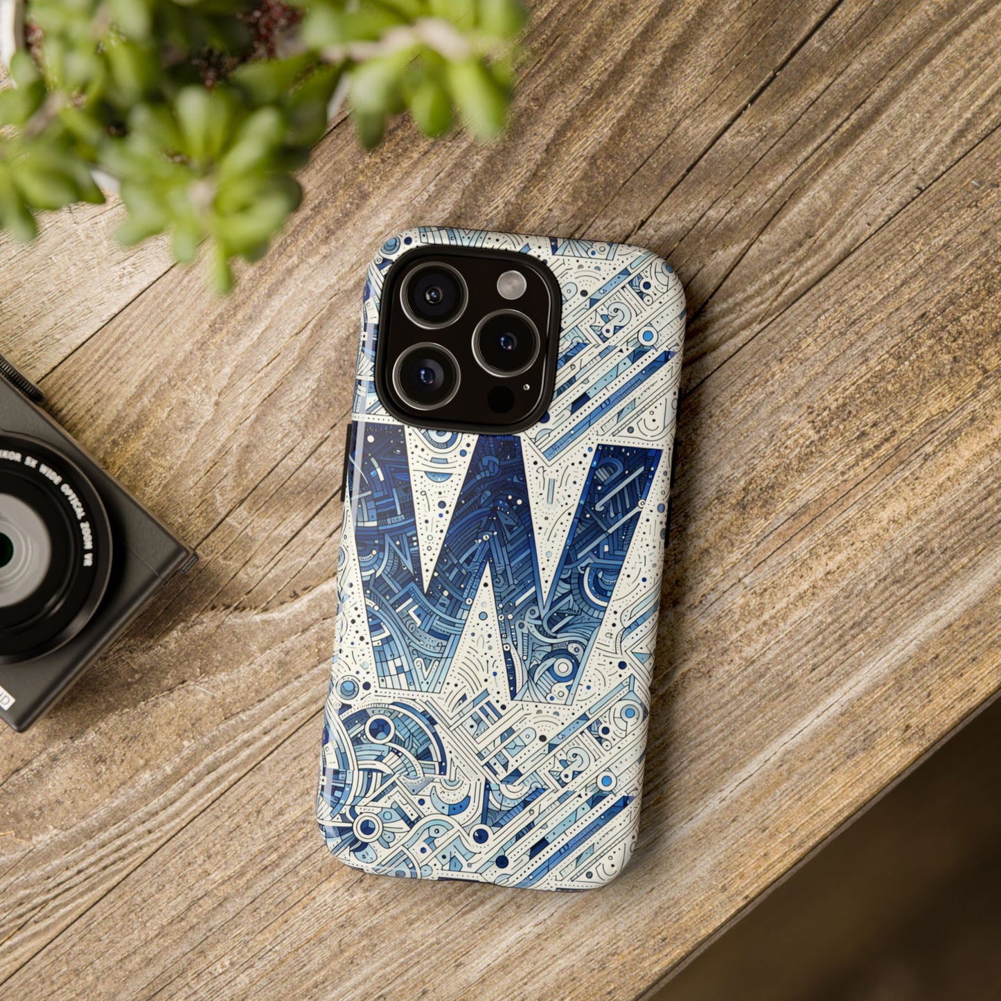 blue alphabet w phone case for smartphones - vibrant 3d wrap design with shock absorption and uv protection, suitable for fans of anime, comics, and unique accessories