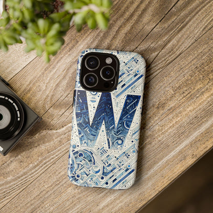 Blue Alphabet W Phone Case for Smartphones - Vibrant 3D Wrap Design with Shock Absorption and UV Protection, Suitable for Fans of Anime, Comics, and Unique Accessories