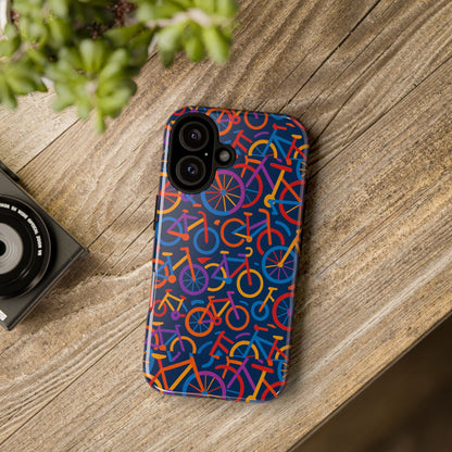 Multicolour 3D Bicycle Pattern Protective Phone Case Stylish Design for Creative Individuals Compatible with iPhone 13, 14, 15 & 16 – all models including Pro, Pro Max & Plus