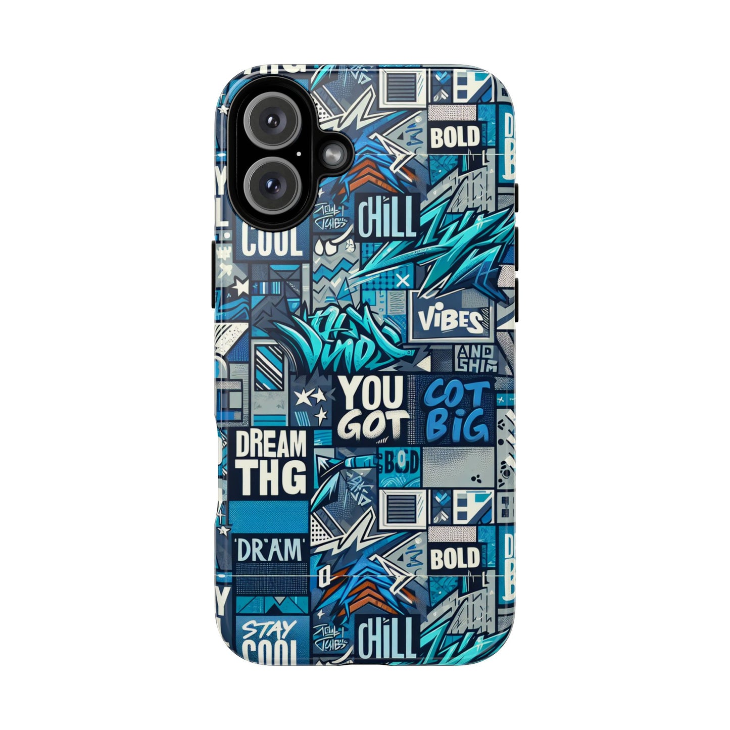 vibrant 3d wrap protective phone case in blue with playful graphic design for stylish protection – compatible with iphone 13, 14, 15 & 16 – all models including pro, pro max & plus