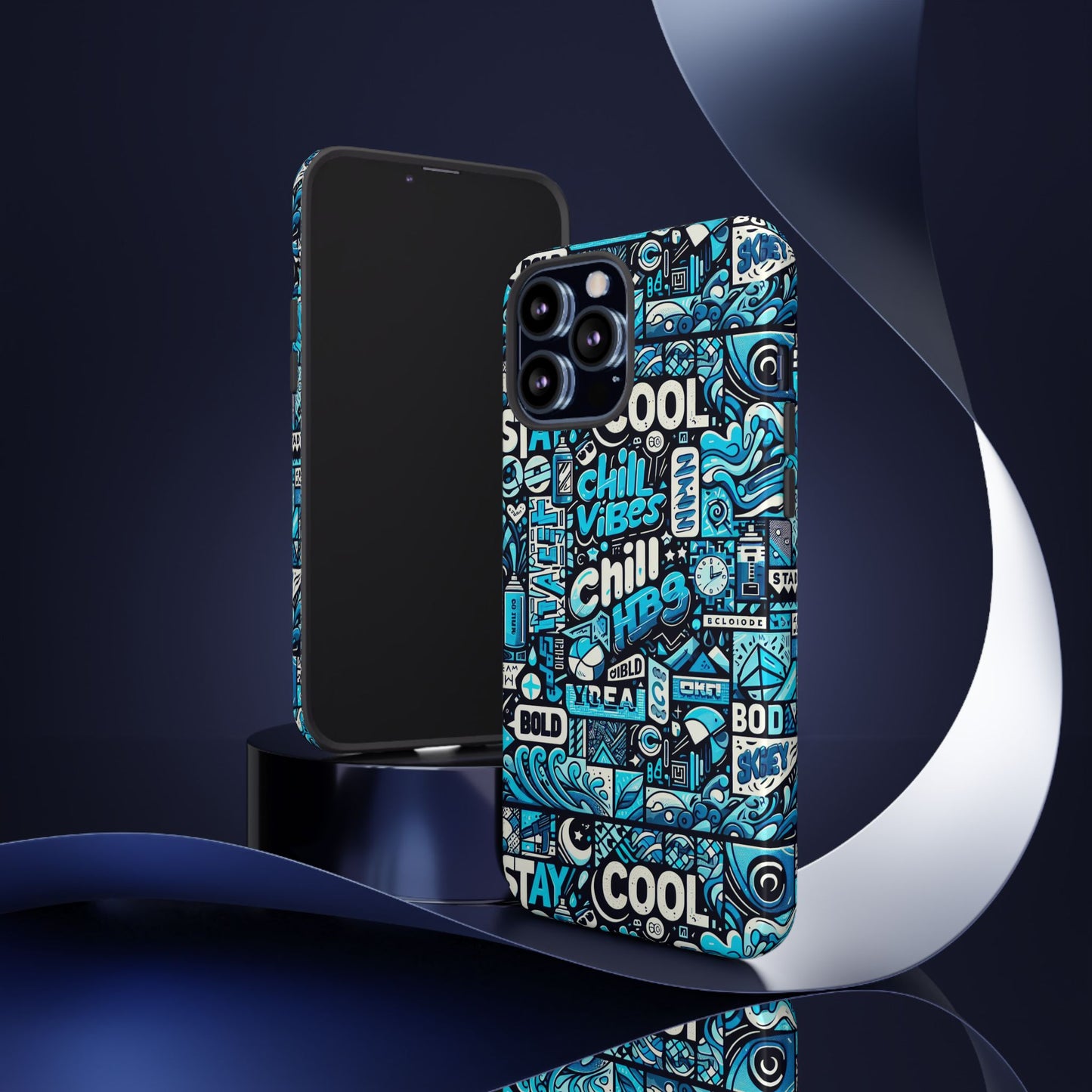 blue pattern image 2 phone case for men women shockproof protective cover with 3d wrap design and uv protection