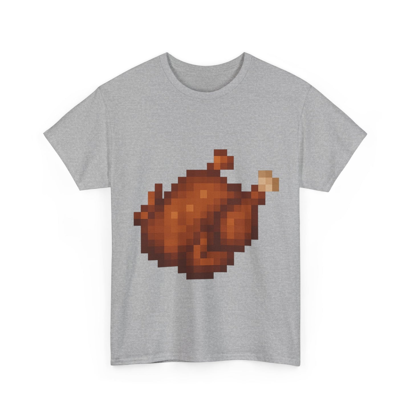 funny pixel turkey unisex heavy cotton tee for gamers - perfect thanksgiving shirt, casual wear, comfortable cotton tee, fun gamer apparel, holiday graphic tee