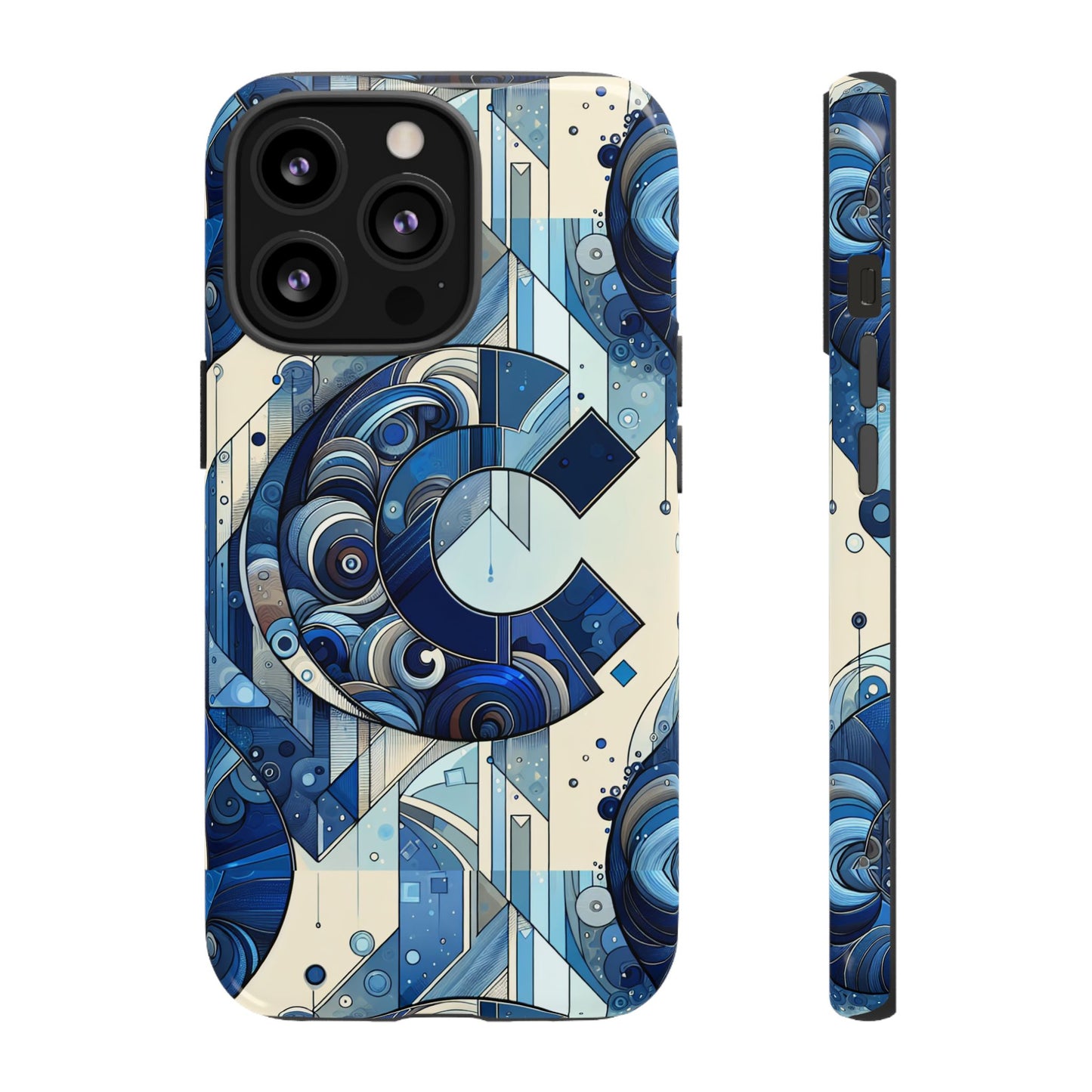 blue alphabet c phone case for smartphone protection with 3d wrap design, shock absorption, uv protection, durable silicone material, suitable for tech enthusiasts and individuality seekers