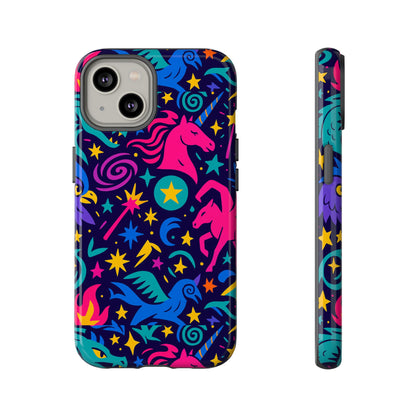 Vibrant Fantasy Unicorns Protective Phone Case – Colourful 3D Design for Stylish Protection – Compatible with iPhone 13, 14, 15 & 16 – All Models Including Pro, Pro Max & Plus