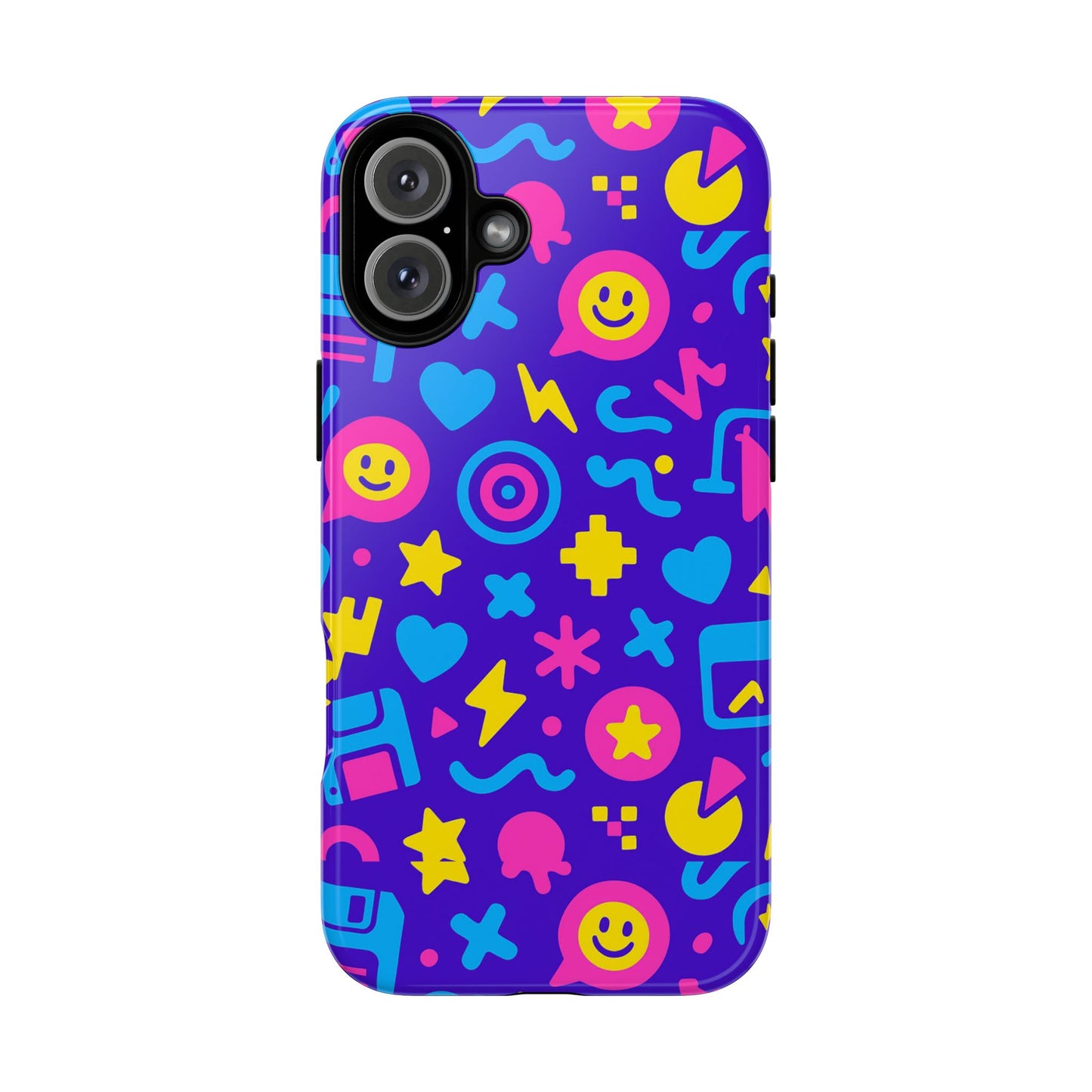 multicolor y2k protective phone case with 3d wrap design – fun and playful accessory compatible with iphone 13, 14, 15 & 16 – all models including pro, pro max & plus