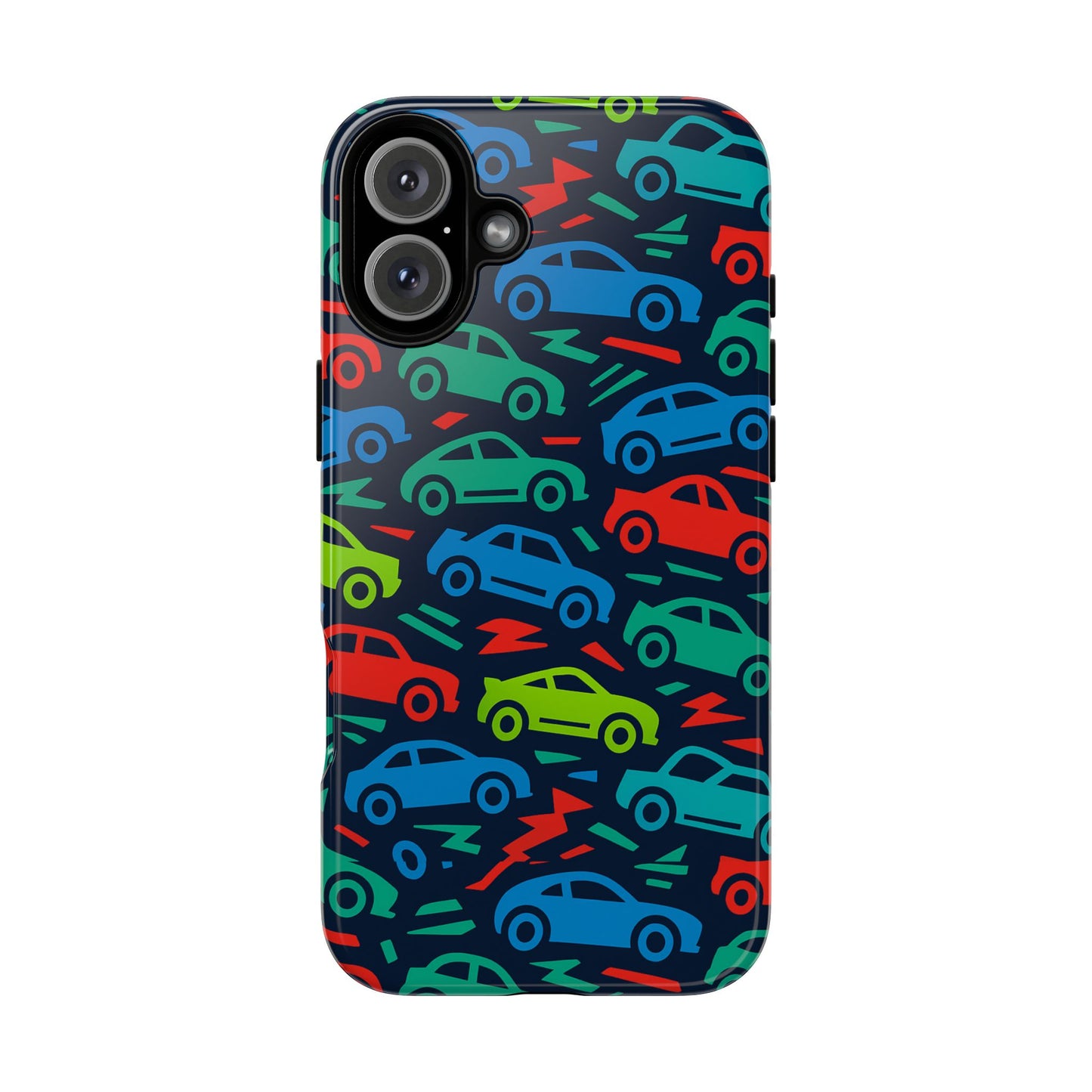 vibrant retro automotive design protective phone case for kids and adults – colourful 3d wrap style – stylish protection compatible with iphone 13, 14, 15 & 16 – all models including pro, pro max & plus