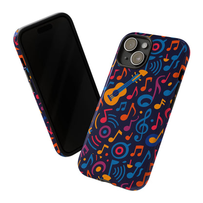 Vibrant 3D Music Design Protective Phone Case for Music Lovers Stylish Accessory Compatible with iPhone 13, 14, 15 & 16 – all models including Pro, Pro Max & Plus