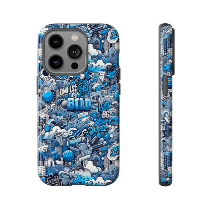 Blue Pattern Image 5 Phone Case for Smartphones Retro Anime Comic Style Shock Absorption Durable TPU Protective Cover