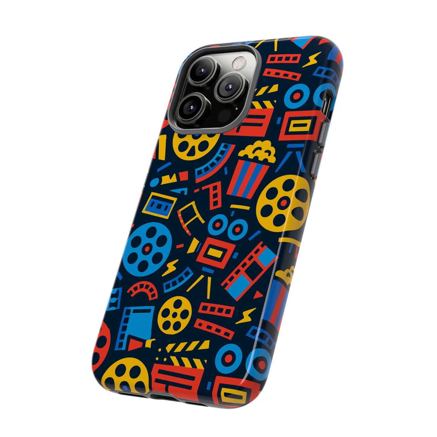 vibrant 3d film reel protective phone case for unique style and robust protection compatible with iphone 13, 14, 15 & 16 – all models including pro, pro max & plus