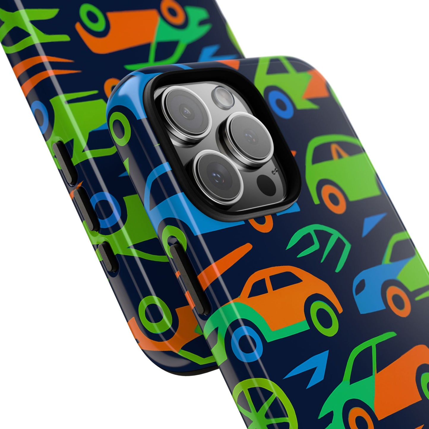 vibrant 3d car pattern protective phone case for expressive individuals stylish accessory compatible with iphone 13, 14, 15 & 16 – all models including pro, pro max & plus