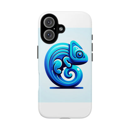 Vibrant 3D Chameleon Phone Case in Blue Retro Design for Stylish Protection – Compatible with iPhone 13, 14, 15 & 16 – all models including Pro, Pro Max & Plus