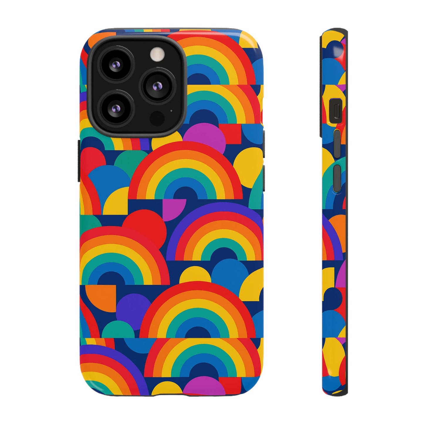 multicolour rainbow design protective phone case – stylish 3d wrap finish for unique expression – compatible with iphone 13, 14, 15 & 16 – all models including pro, pro max & plus