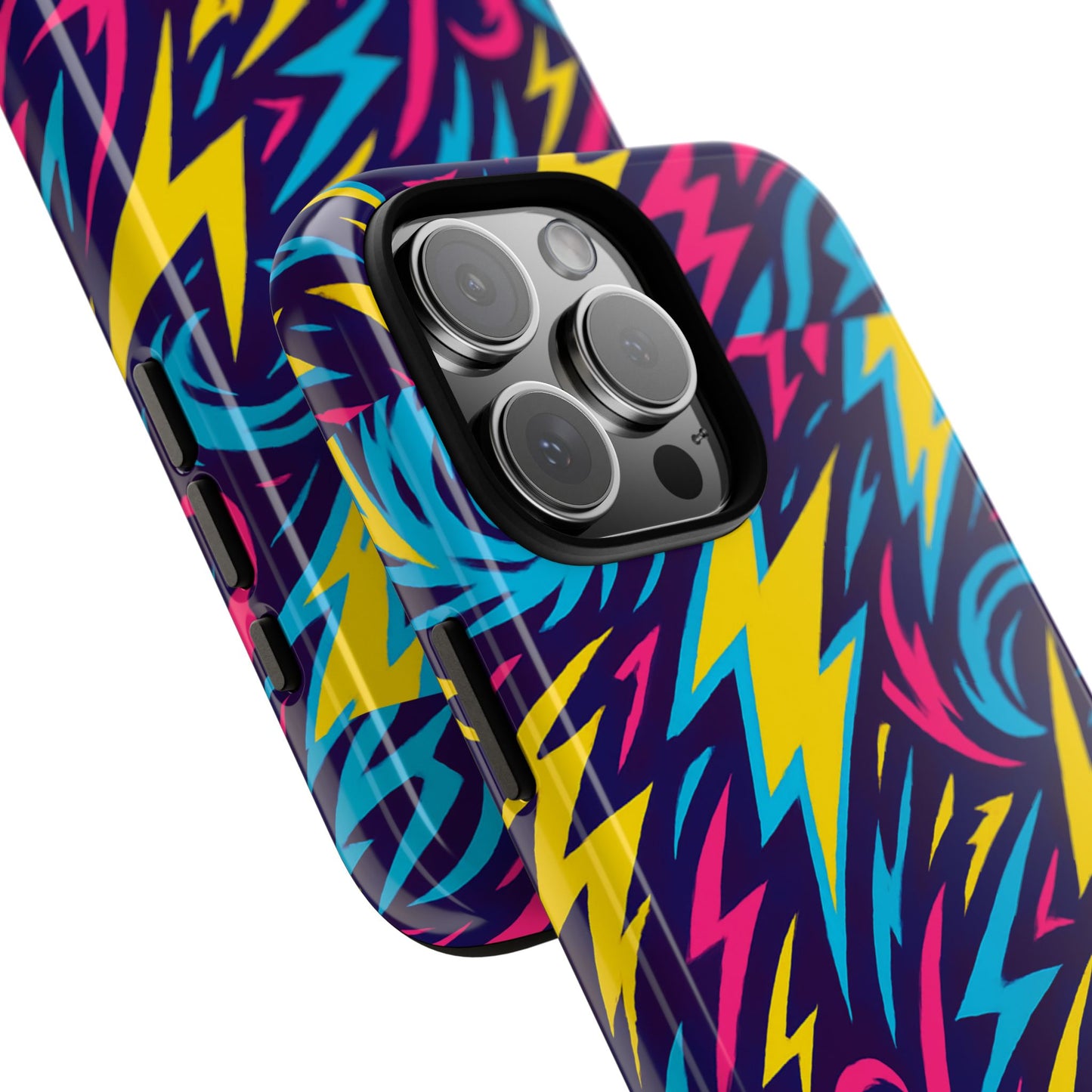 vibrant retro lightning bolt protective phone case with 3d design for fashion lovers compatible with iphone 13, 14, 15 & 16 – all models including pro, pro max & plus