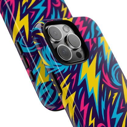 Vibrant Retro Lightning Bolt Protective Phone Case with 3D Design for Fashion Lovers Compatible with iPhone 13, 14, 15 & 16 – all models including Pro, Pro Max & Plus
