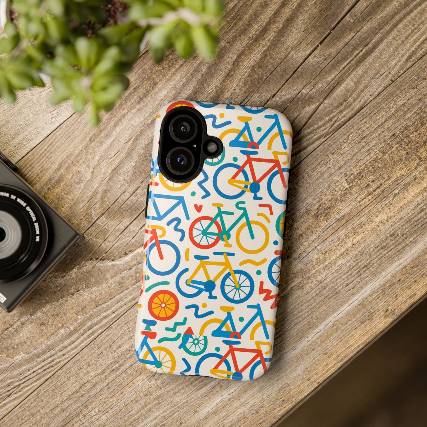 vibrant 3d bicycle print protective phone case – colourful unisex accessory for style and fun – compatible with iphone 13, 14, 15 & 16 – all models including pro, pro max & plus