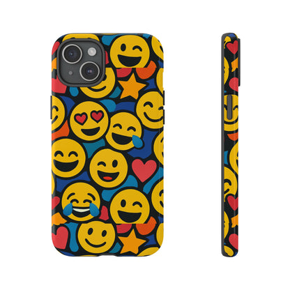 Multicolour Emoji Protective Phone Case with 3D Wrap Design Fun Accessory for Unisex Compatible with iPhone 13, 14, 15 & 16 – all models including Pro, Pro Max & Plus