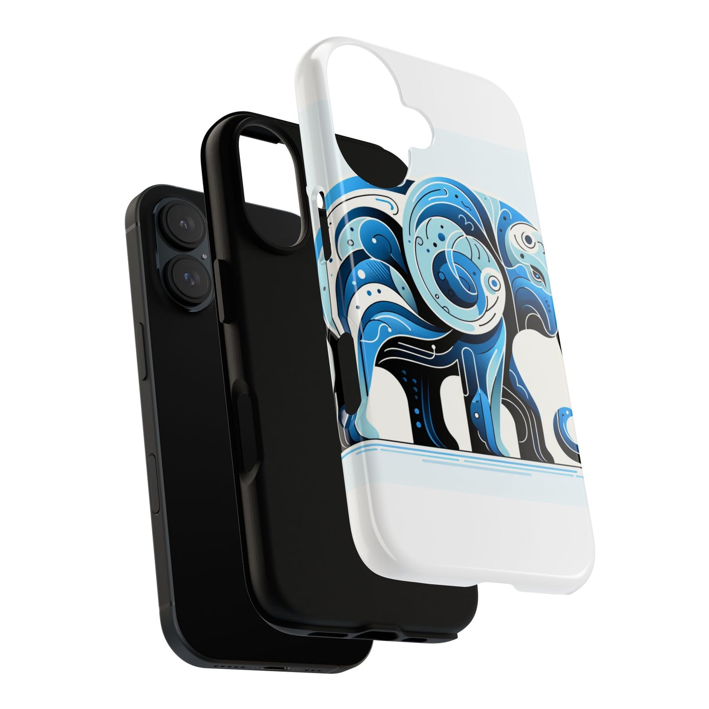 vibrant 3d blue elephant design protective phone case – unique abstract art style for stylish protection compatible with iphone 13, 14, 15 & 16 – all models including pro, pro max & plus
