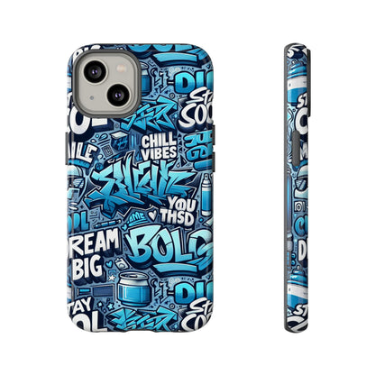 Protective Phone Case with 3D Blue Graffiti Design for Stylish Device Protection and Unique Expression Compatible with iPhone 13, 14, 15 & 16 – all models including Pro, Pro Max & Plus