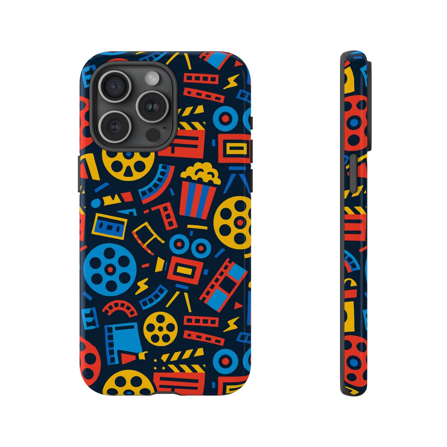 vibrant 3d film reel protective phone case for unique style and robust protection compatible with iphone 13, 14, 15 & 16 – all models including pro, pro max & plus