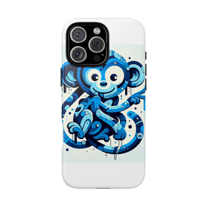 Protective 3D Wrap Phone Case with Playful Monkey Design in Blue – Stylish Protection for Men and Women Compatible with iPhone 13, 14, 15 & 16 – all models including Pro, Pro Max & Plus