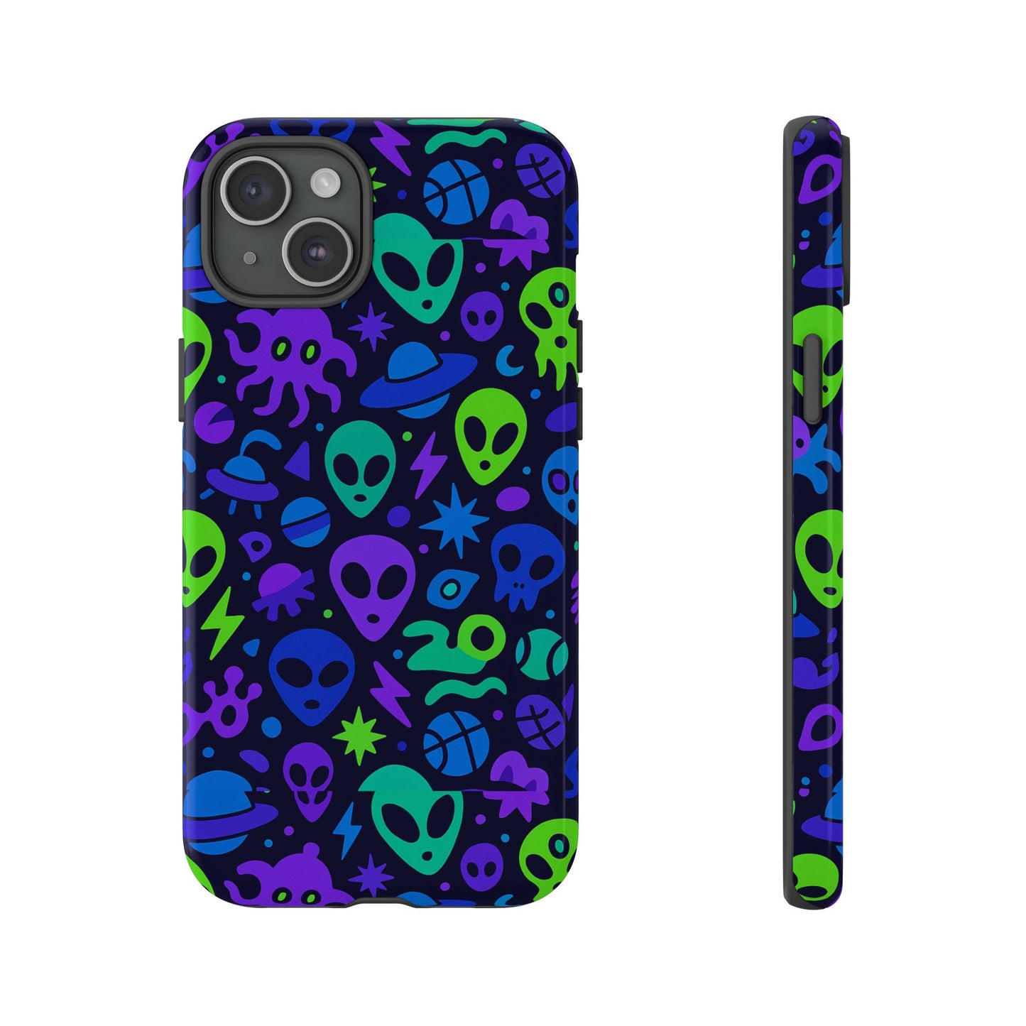 vibrant 3d alien and space design protective phone case for unisex smartphone accessories compatible with iphone 13, 14, 15 & 16 – all models including pro, pro max & plus