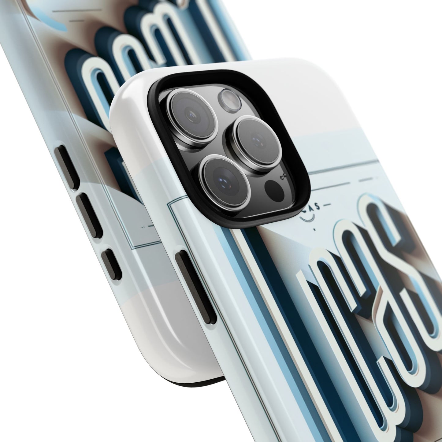 3d wrap protective phone case in blue with playful typography design – stylish protection compatible with iphone 13, 14, 15 & 16 – all models including pro, pro max & plus