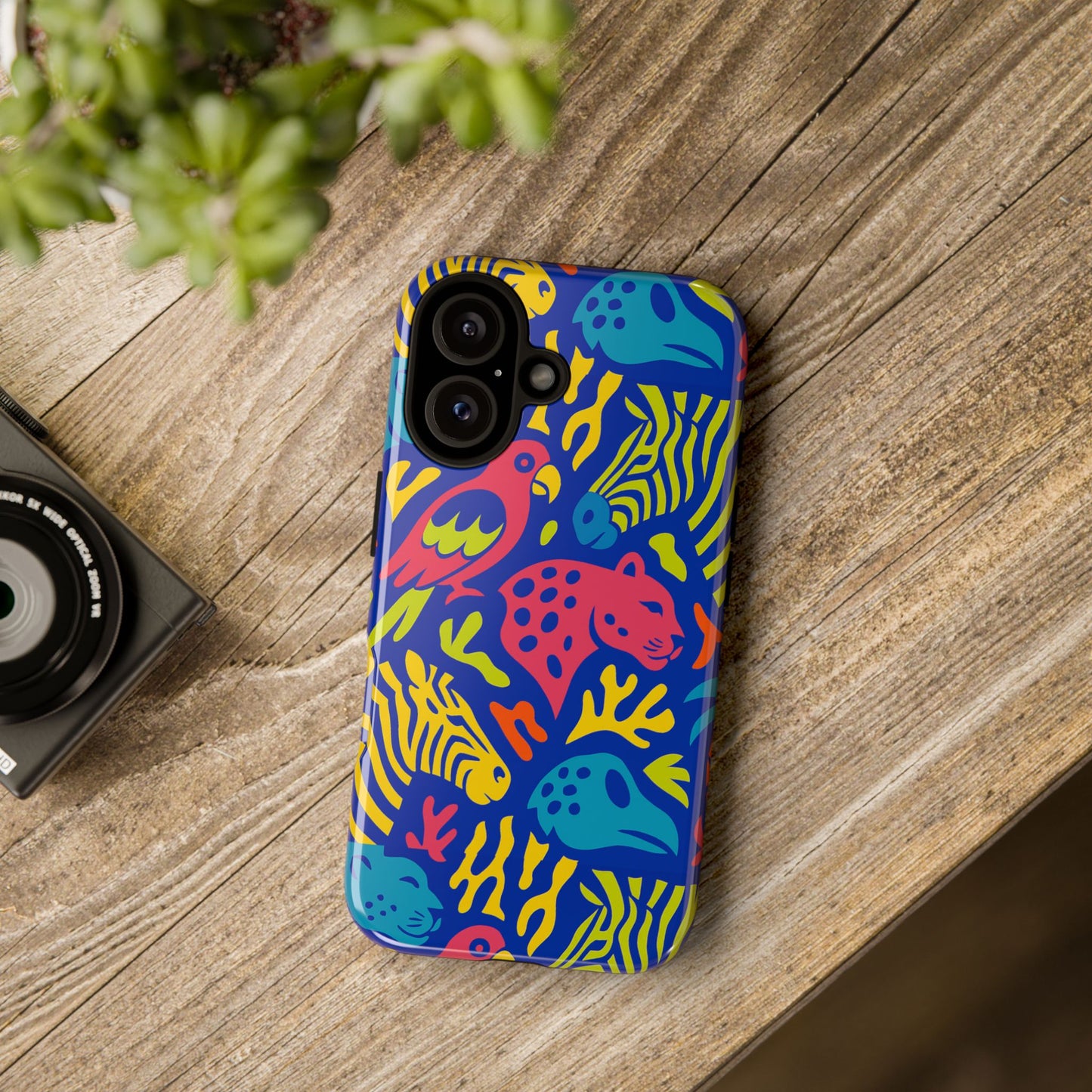 vibrant animal print protective phone case for stylish protection with multicolour design – compatible with iphone 13, 14, 15 & 16 – all models including pro, pro max & plus
